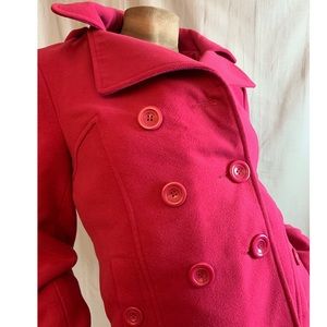 Full Tilt Hot Pink Hooded Pea Coat M